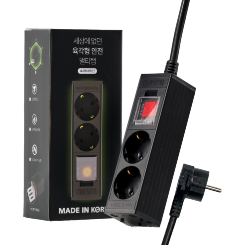 알루바프로 과부하차단 고용량멀티탭 알루미늄 서버탭 2구 디에스이, 블랙, 1개, 1.5m