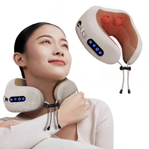 smabat C타입 목 안마기 쿠션 온열 목 어깨 안마 베개 무선 USB충전식 마사지 기내용 휴대용 사무실 낮잠