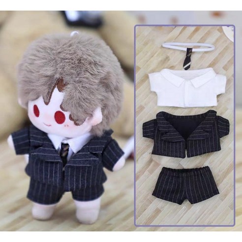 모카돌 10cm 20cm 솜인형 옷 젠틀 정장, 블랙, 1개