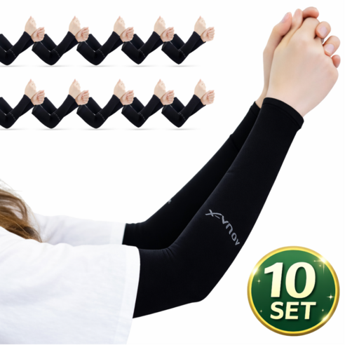 넥스라이프 자외선차단 쿨토시 남여공용팔토시 10개 set, 블랙