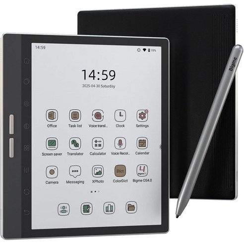 Bigme B751C 컬러 전자책 리더기 스타일러스가 장착된 7인치 노트 필기 태블릿 4GB+64GB 보호 케이스 오디오북 번역이 가능한 안드로이드 긴 배터리 수명 블랙, Black, Black, 1세트, HK-B751C-S