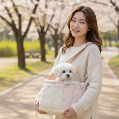카이로스 반려동물 파스텔 이동가방 + 이너쿠션 세트, 1개, 핑크