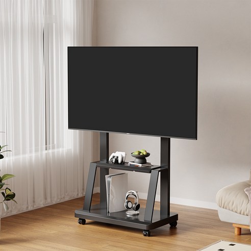 KORELAN tv스탠드 이동식 TV스탠드 32-70인치 삼성 LG 호환 풀스틸 소재 마운트 높이 조절, 다크블랙, 1개, 1700A