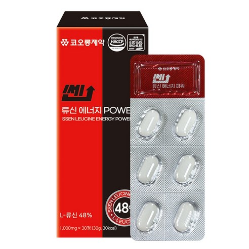 코오롱제약 쎈 류신 에너지 파워 L-류신 48%/고함량/근육단백질, 30정, 1개