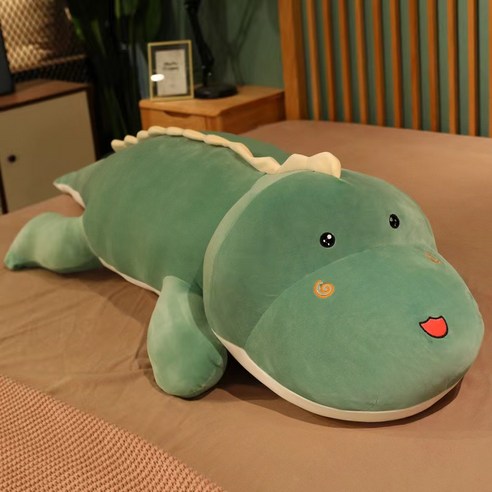 JINGHENG 대형 공룡 인형 바디필로우 침대용 푹신한 수면 애착 베개, 그린