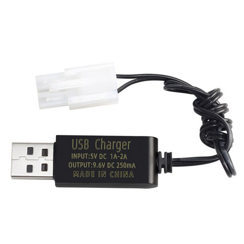올칩 9.6V KET-2P USB RC카 로봇 장난감 배터리 충전 케이블 과충전 방지, 1개, (KET-2P) 9.6v USB충전기(블랙)