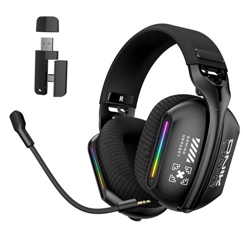 ONIKUMA 무선 게이밍 헤드셋 3모드 연결 가상 7.1 노이즈캔슬링 마이크 GT808, 블랙