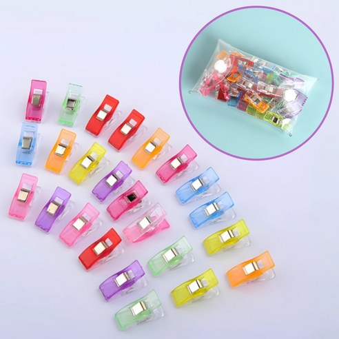 오후반가 플라스틱 칼라클립 10mm 집게 (+보관파우치), 일괄, 50개