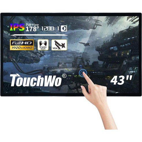 TouchWo 43인치 인터랙티브 터치스크린 모니터 16:9 디스플레이 1080P 스마트 보드 사무실 및 교실용 Win-10 전자 화이트보드 PC Core i3 RAM 4G ROM, Win 10-i5-128G, 109.22cm