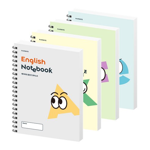 페이퍼릿 좁은칸 영어 노트 100g, 혼합색상, 4개