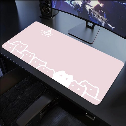 게이밍 장패드 고양이 캐릭터 마우스패드 방수코팅 300X800X3MM, 1개, 베이비핑크