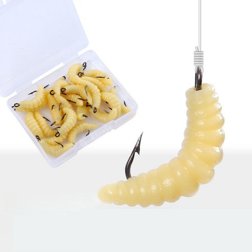 애벌레 구더기 밀 웜 바늘 가짜 미끼 소프트 베이트 루어 웜, 30개, 14g, 빨간색