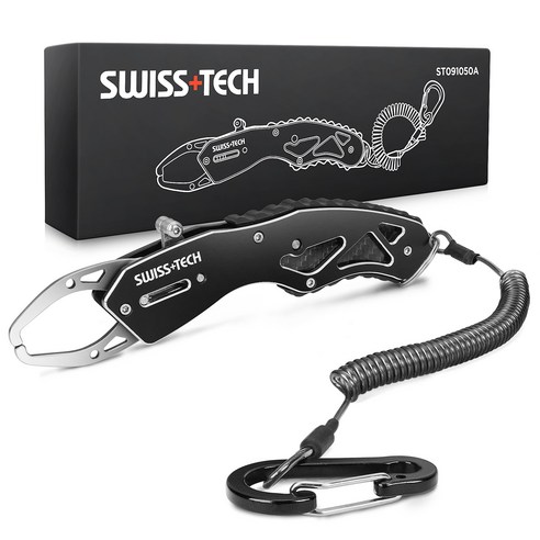 SWISS+TECH 7인치 낚시그립 피싱그립 그립퍼 집게 알루미늄 합금 손잡이, 1개, 블랙