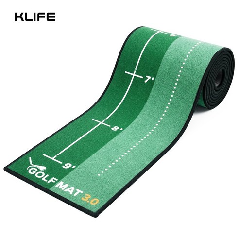 KLIFE 골프 퍼팅 연습 매트 프로 연습기 2홀 무소음 실내외 가정용, 1개, 그린