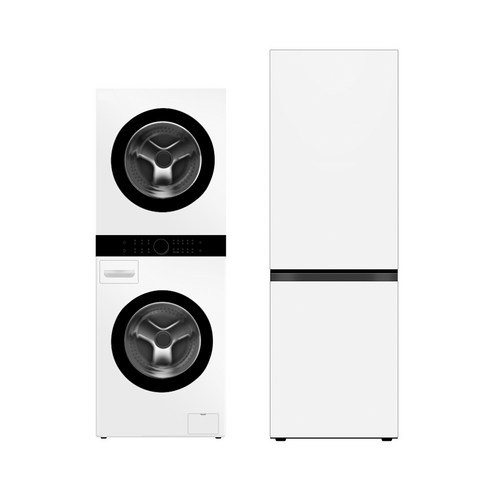 LG 트롬 오브제컬렉션 워시타워 컴팩트 세탁13kg 건조 10kg + LG 모던엣지 냉장고 오브제컬렉션 344L 10WN-Q33MH3, 릴리 화이트 + 크림 화이트