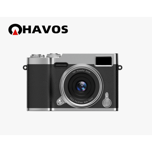 Havos 카메라 고화질 5000만화소 디지털카메라 CCD필터 휴대용 빈티지카메라 180도폴더 폰전송 고음질 녹화 화보촬영, 검은색-512G