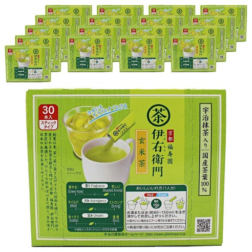이에몬 말차 함유 현미차 스틱 타입, 800mg, 18개, 30개입