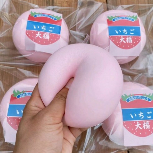 대왕 딸기버터빵말랑이 스퀴시 스퀴지 스트레스해소, 1개, 스트로베리핑크