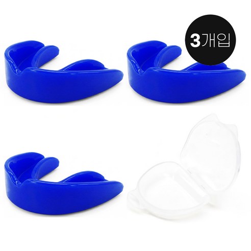 세이프가드 복싱 아동용 마우스피스 3개입 케이스포함, 블루, 3개
