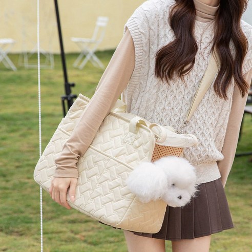 강아지 슬링백 고양이 이동가방 반려동물 앞가방 산책 외출용 펫 캐리어 휴대용 편안한 슬링백, 1개, 베이지색