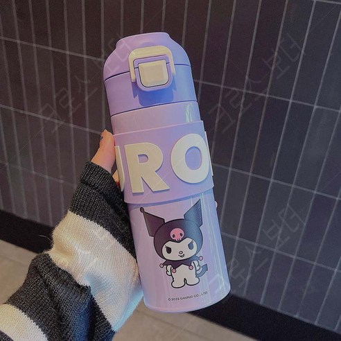 다나에 산리오 정품 캐릭터 원터치 텀블러 물병 보온병 보냉병 400ml, 쿠로미, 1개