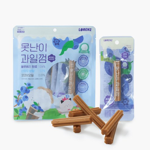 로렌츠 못난이과일껌 강아지 치석 덴탈껌 입냄새제거 개껌, 1개, 90g, 블루베리
