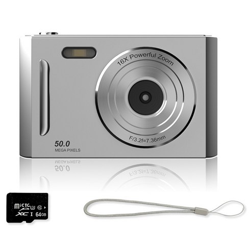FDUCE M26 디지털 카메라 64GB 메모리카드 포함, 실버