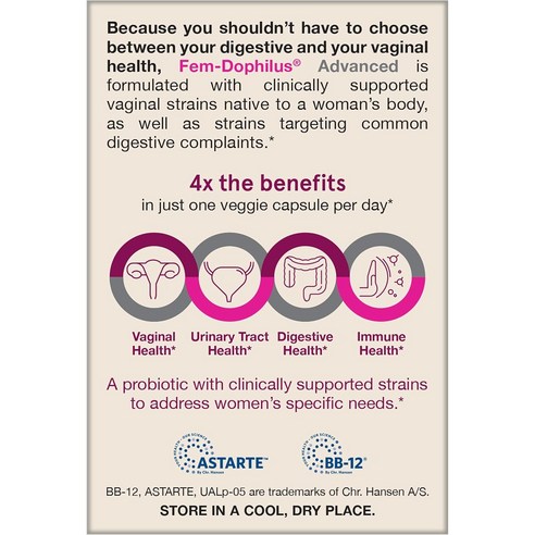 Jarrow Formulas 자로우 펨 도피러스 어드밴스드 유산균 100억 CFU 30캡슐 (상온보관용) 후기 분석 - 영양 성분표