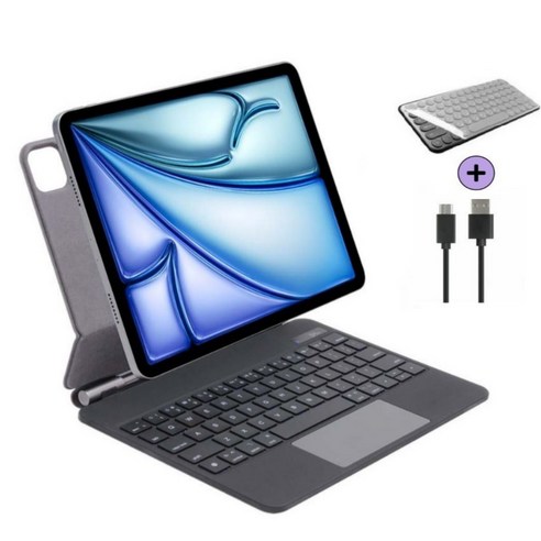 아이패드 에어7/6/5/4세대 프로 1/2/3/4/5/6/7/8세대 11/12.9/13인치 10/11세대 호환 매직 키보드 블루투스 한글각인 iPad Air/PRO 케이스나라, 블랙-한글 각인