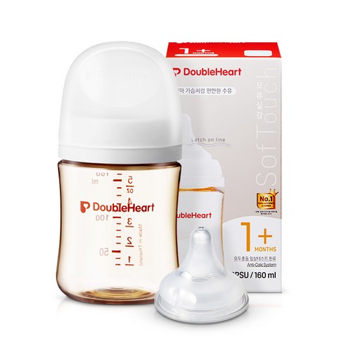 더블하트 모유실감 3세대 PPSU 제뉴인화이트 젖병, 1개, 160ml, 제뉴인화이트(S 젖꼭지포함)