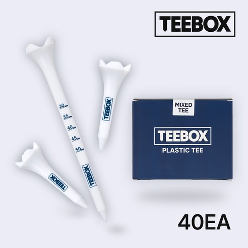 TEEBOX 플라스틱 골프티 눈금 높이 조절 잘 부러지지 않는 어금니 골프티, 1세트, 혼합(롱티30개+숏티10개)