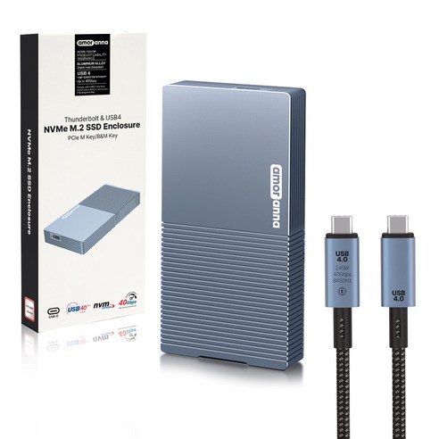 아모란나 NVMe 초고속 SSD 외장하드 케이스 40Gbps USB4 썬더볼트4 호환 인클로저 ASM2464PD, 1개, AMCA005