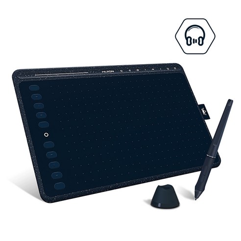 HUION 드로잉 그래픽 태블릿 디지털 페인팅 8192 레벨 펜 스타일러스 USB C타입 포트 PC 안드로이드 폰 맥용 HS611, 스타리 블루, 협력사, 없음