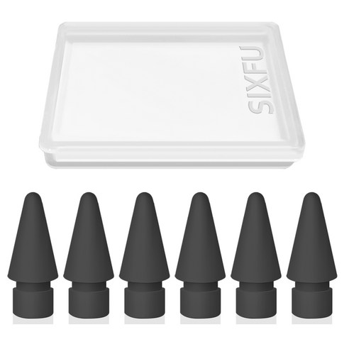 SIXFU 애플펜슬 컬러 펜촉은 애플펜슬 프로/애플 펜슬 USB-C/애플펜슬 2세대/1세대와 호환, 6개, 블랙