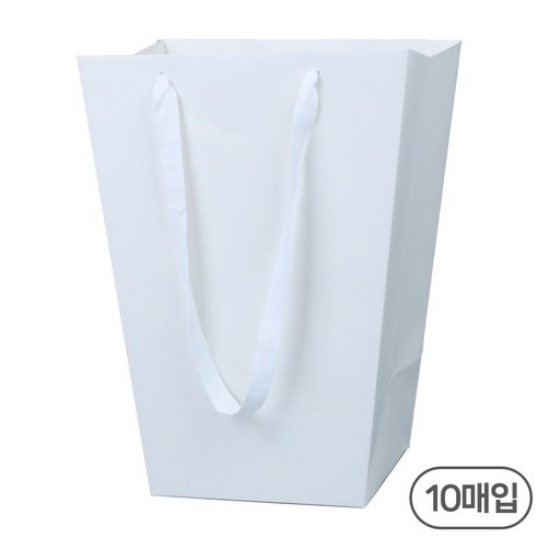 세모쇼핑백 사다리꼴쇼핑백 꽃다발 꽃 화분쇼핑백 긴 세로쇼핑백 꽃집 종이가방 플라워 종이백, @10매입@, 화이트