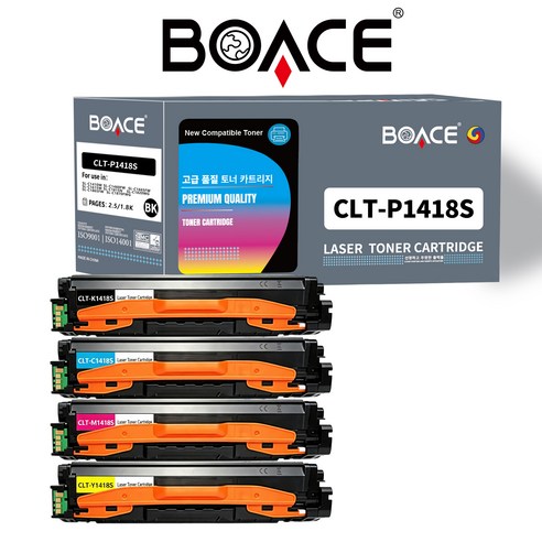 BOACE CLT-K1418S C1418S M1418S Y1418S 호환 토너 SL-C1410W SL-C1615W SL-C1460FW SL-C1865FW, 1세트, 4색