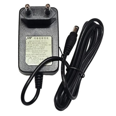 12.6V 1.5A 어댑터 5.5mm X 2.1mm 충전기, 검정, 1개