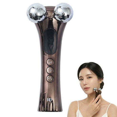 EMS 라인 전동 슬림 페이스 롤링 마시지 괄사, 메탈브라운, RD-001