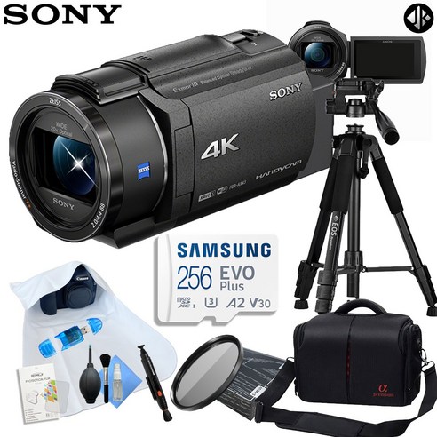 [포토리뷰이벤트] 소니 FDR-AX43A 4K 캠코더 + 삼각대 9종 패키지 (256GB 메모리 // MCUV 필터 // 프리미엄 삼각대), 블랙, AX43A
