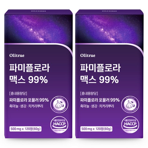 대용량 파미 플로라 99% 흑마늘 생강 HACCP인증, 2개, 120정