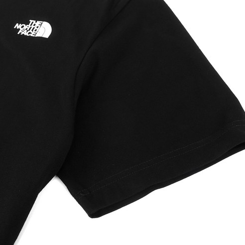 노스페이스 남녀공용 면 기본 반팔 앞뒤 스몰 로고 블랙 티셔츠 이미지 3