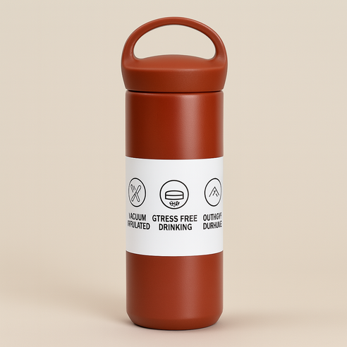 레디박스 손잡이 스탠 텀블러 진공 보온 보냉 이중컵 캠핑용 물병 아이스 워터보틀, 1개, 500ml, 레드