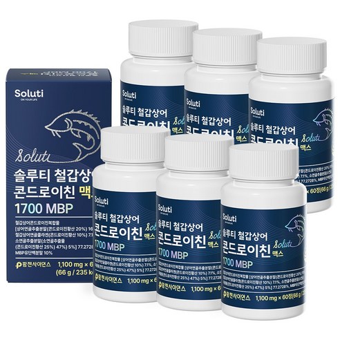 솔루티 철갑상어 콘드로이친 맥스 1700 MBP HACCP 식약청 인증, 6개, 60정