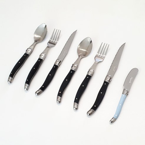 리옹 라귀올 커트러리 2인 세트 총 7P I IVORY 재입고 완료, 블랙, 1세트, 7pcs