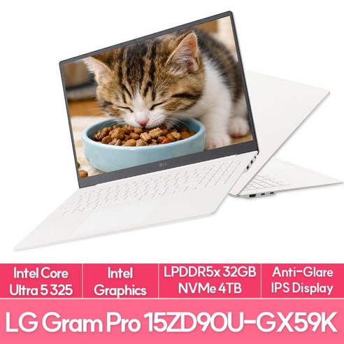 LG전자 그램15 15ZD90U-GX59K, Ultra5 325, Free DOS, 16GB, 4TB, 에센스 화이트