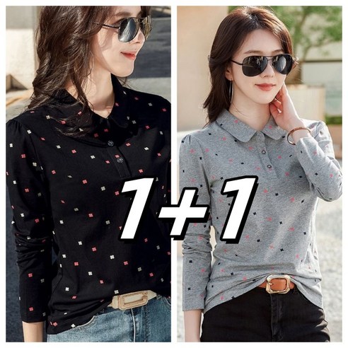 SALE NEW1+1여성 긴팔티 폴로카라티 긴팔면티 여성 상의 슬림핏 패션 스트레치 여성오피스룩 작업복상의 여자티셔츠 컴포트 원단 2장 4XL