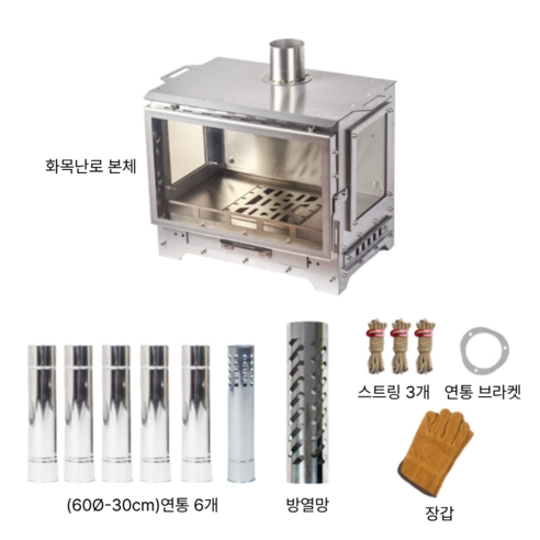 캠핑의 낭만을 더하는 따스함, 3면 불보기창 스테인레스 캠핑 화목난로