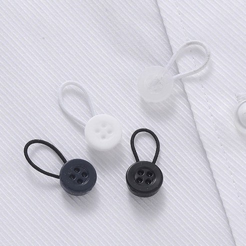 미즈코스 1+1 2P 요술 셔츠 단추 소매 늘리기 마술 후크 조절 고리, 1개, 화이트+블랙 1개, 화이트+블랙