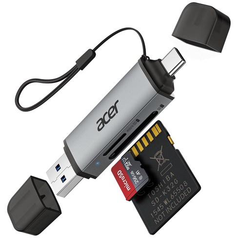에이서 USB 3.0 C타입 USB-A 멀티 SD카드리더기, 1개, 회색, UC202