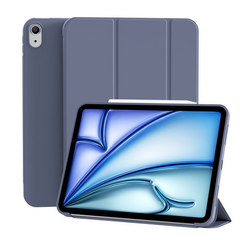 iPad 보호 케이스 자동 잠자기/깨우기 Apple 5/6/7/8/9/10/11 세대 10.2 Soft TPU Air/4/5/6/7 얇고 가벼운 보호 케이스 10.9인치에 적합, 보라, 1개